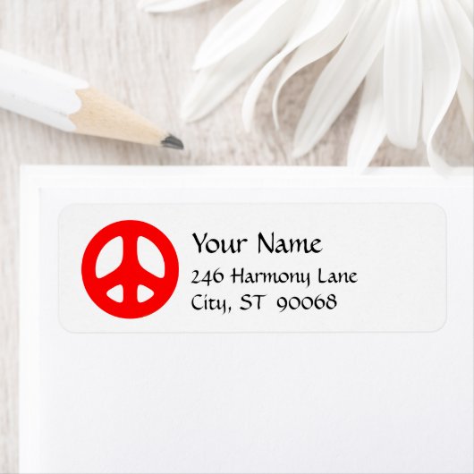Red Peace Sign Custom Return Label (Insitu)