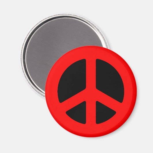 Red Peace Sign Magnet (Vorderseite/Rückseite)