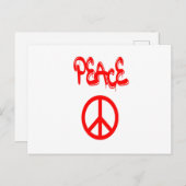 Red Peace Sign mit Frieden in Graffiti Postkarte (Vorne/Hinten)