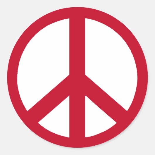 Red Peace Sign Runder Aufkleber (Vorderseite)