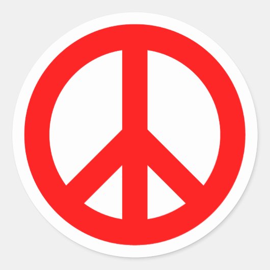 Red Peace Symbol Runder Aufkleber (Vorderseite)