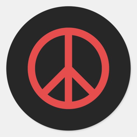 Red Peace Symbol Runder Aufkleber (Vorderseite)