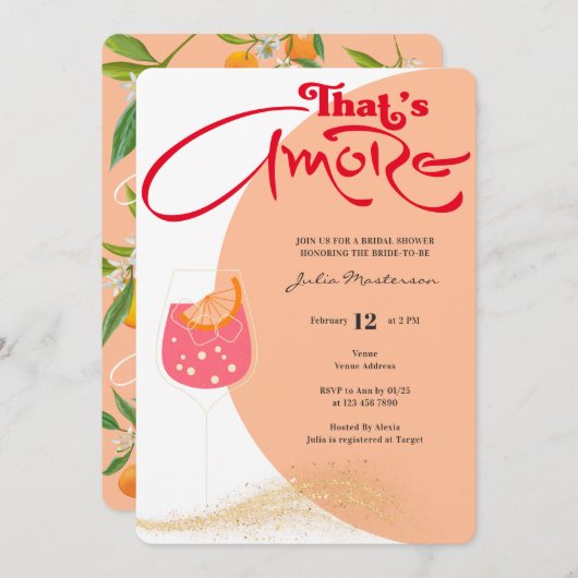 Red & Peach Fuzz Das ist ein weiteres Brautparty P Einladung (Vorne/Hinten)