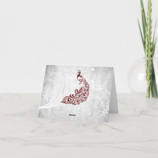 Red Peacock Dankeschön Card Karte (Rückseite)