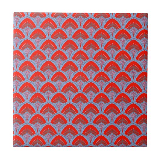 Red Peacock Feather Decorative Ceramic Tile Fliese (Vorderseite)