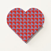 Red Peacock Feather Heart Shaped Spiral Notebook Notizblock (Rückseite)