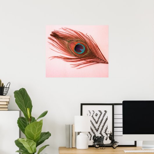 Red Peacock Feather Poster (Heimbüro)
