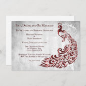 Red Peacock Leaf Probe Abendessen Einladung (Vorne/Hinten)