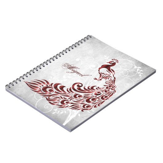 Red Peacock Personalized Spiral Notebook Notizblock (Linke Seite)
