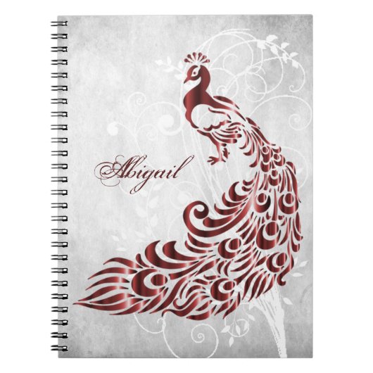 Red Peacock Personalized Spiral Notebook Notizblock (Vorderseite)