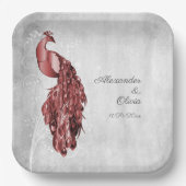 Red Peacock Polterabend Paper Teller (Vorderseite)