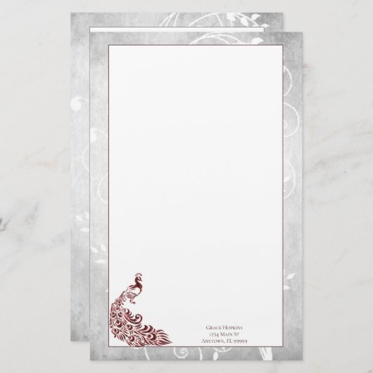 Red Peacock Stationery Briefpapier (Vorne/Hinten)