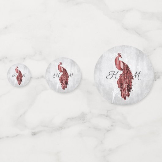 Red Peacock Wedding Confetti Konfetti (Vorderseiten)