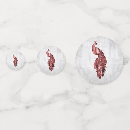 Red Peacock Wedding Confetti Konfetti (Rückseiten)