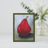 RED PEAR: ÖL PASTEL ART: OBST POSTKARTE (Stehend Vorderseite)