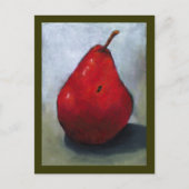 RED PEAR: ÖL PASTEL ART: OBST POSTKARTE (Vorderseite)