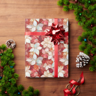 Red Pearl Peach Floral Geschenkpapier