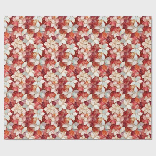 Red Pearl Peach Floral Geschenkpapier (Flach)