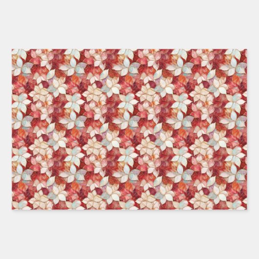 Red Pearl Peach Floral Geschenkpapier Set (Vorderseite)