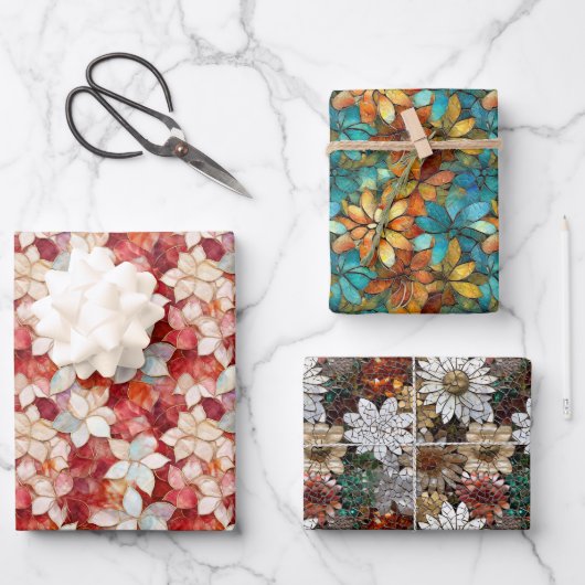 Red Pearl Peach Floral Geschenkpapier Set (Vorderseite)