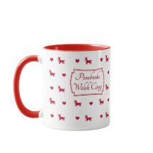 Red Pembroke walisische Corgi-Tasse mit Herz