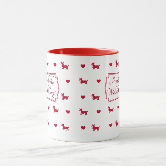Red Pembroke walisische Corgi-Tasse mit Herz Tasse (Zentrum)