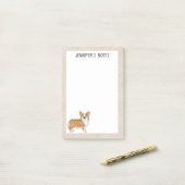 Red Pembroke Walisischer Korgi Hund mit benutzerde Post-it Klebezettel (Auf Schreibtisch)