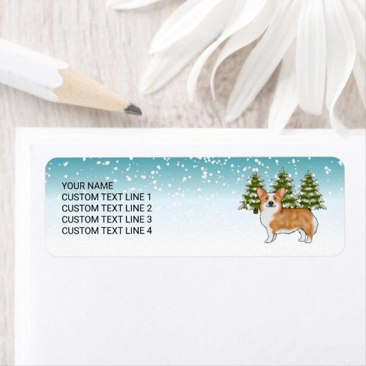 Red Pembroke Welsh Corgi Blue Winter Weihnachten (Insitu)