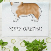 Red Pembroke Welsh Corgi Blue Winter Weihnachten Geschirrtuch (Gefaltet)