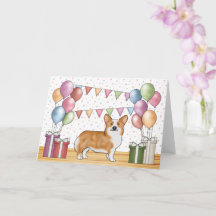 Red Pembroke Welsh Corgi Colorful Happy Birthday