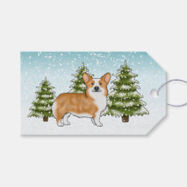 Red Pembroke Welsh Corgi Dog Blue Snowy Weihnachte Geschenkanhänger
