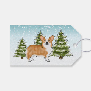 Red Pembroke Welsh Corgi Dog Blue Snowy Weihnachte Geschenkanhänger
