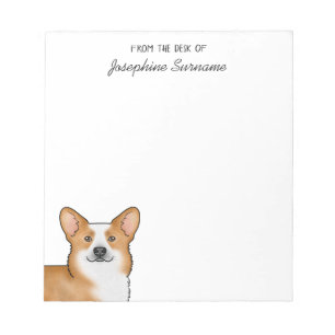 Red Pembroke Welsh Corgi Dog Kopf und Custom Text Notizblock