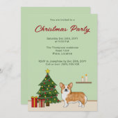 Red Pembroke Welsh Corgi Hund und Weihnachtsbaum Einladung (Vorne/Hinten)