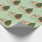 Red Pembroke Welsh Corgi Hund und Weihnachtsbaum Geschenkpapier (Ecke)