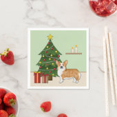 Red Pembroke Welsh Corgi Hund und Weihnachtsbaum Serviette (Beispiel)