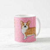 Red Pembroke Welsh Corgi Liebe Herz Muster Pink Kaffeetasse (VorderseiteRechts)
