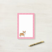 Red Pembroke Welsh Corgi Liebe Herz Muster Pink Post-it Klebezettel (Auf Schreibtisch)