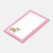 Red Pembroke Welsh Corgi Liebe Herz Muster Pink Post-it Klebezettel (angewinkelt)