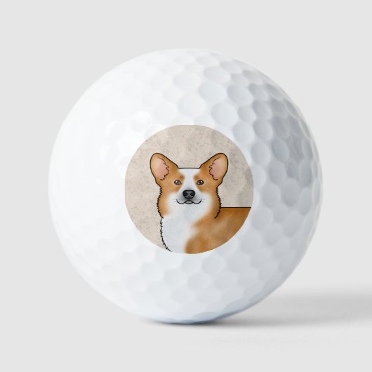 Red Pembroke Welsh Corgi Niedlich Dog Head Portrai Golfball (Vorderseite)