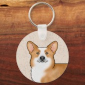 Red Pembroke Welsh Corgi Niedlich Dog Head Portrai Schlüsselanhänger (Vorderseite)