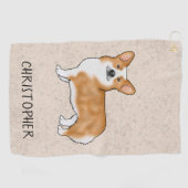 Red Pembroke Welsh Corgi Niedlicher Hund mit Indiv Golfhandtuch (Horizontal)
