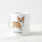 Red Pembroke Welsh Corgi Niedlicher Hund mit Indiv Kaffeetasse (Vorderseite Links)
