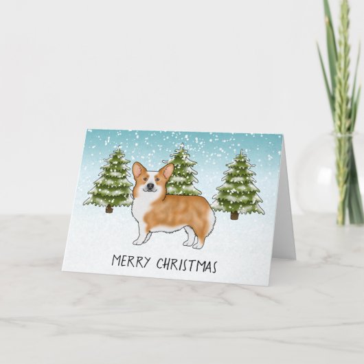 Red Pembroke Welsh Corgi Winter Frohe Weihnachten Karte (Vorderseite)