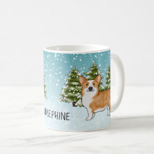 Red Pembroke Welsh Corgi Winterwald Weihnachten Kaffeetasse