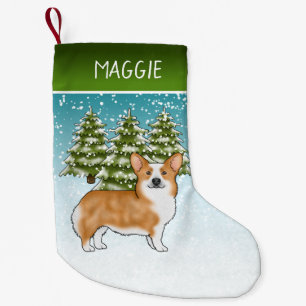 Red Pembroke Welsh Corgi Winterwald Weihnachten Kleiner Weihnachtsstrumpf