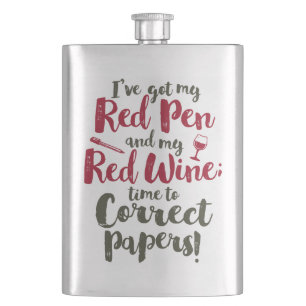 Red Pen Red Wine Flachmann