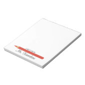 Red Pencil Marker Personalisiert Teacher Notizblock (Rotiert)