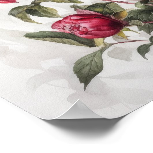 Red Peongs Blume Art Print Poster (Ecke)