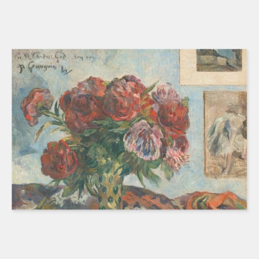 Red Peonies Blume Paul Gaugin Art Geschenkpapier Set (Vorderseite 3)